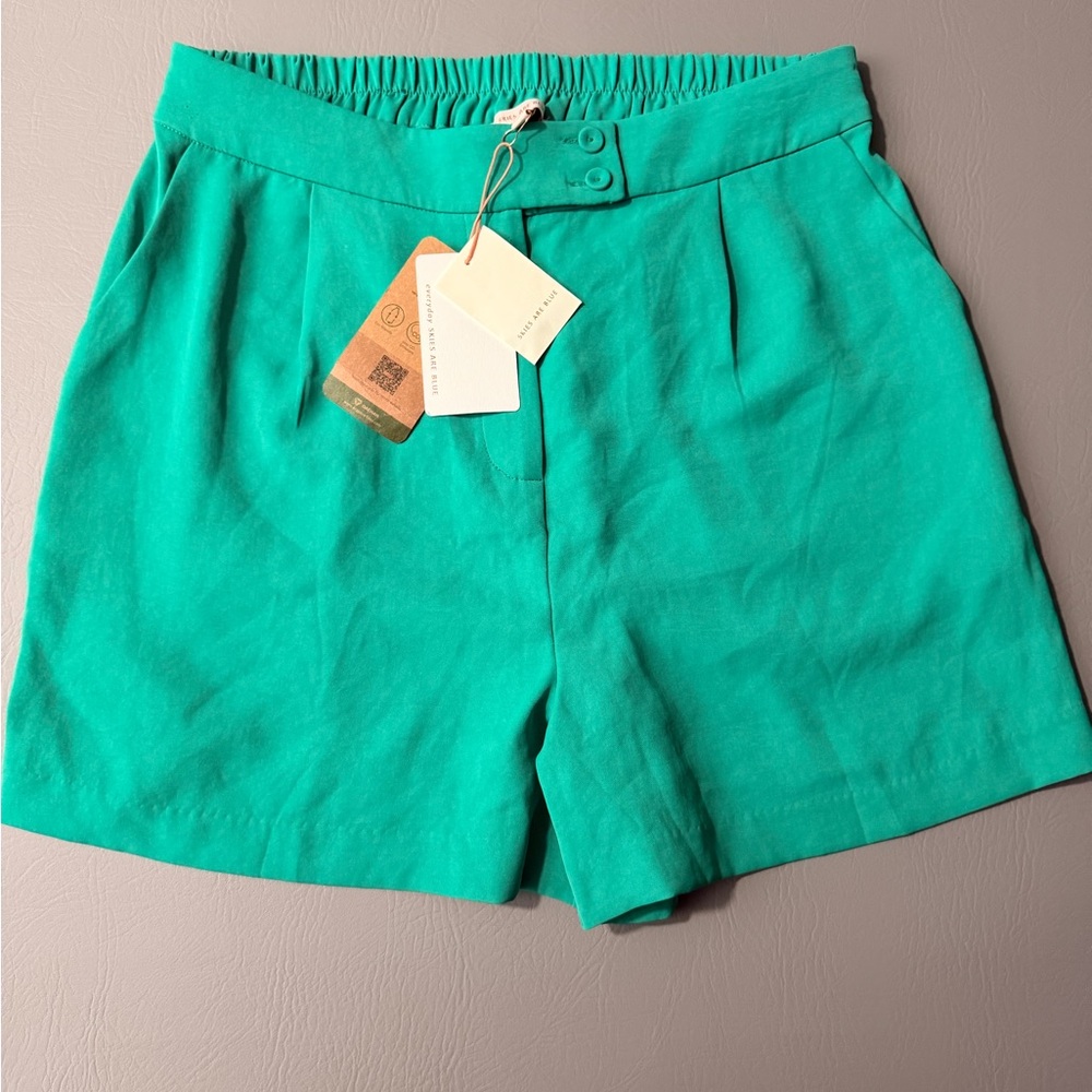 Vibrant Teal High Waist‎ Women's Shorts
